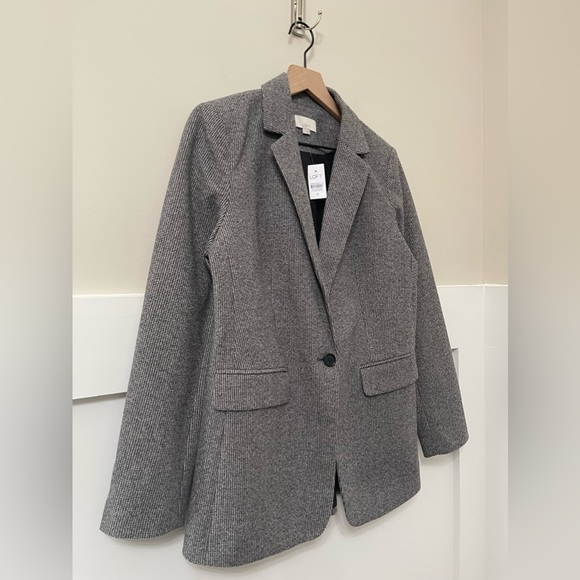 Loft Gray Black White Tweed Style Career Blazer Size 10 - Picture 4 of 8